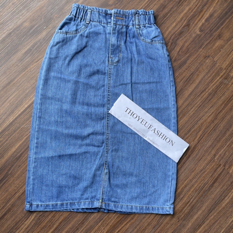 Chân Váy Jeans dài, chân váy bò Lưng Cao cạp chun dáng dài xẻ trước Thời Trang Hàn Quốc M646 | BigBuy360 - bigbuy360.vn