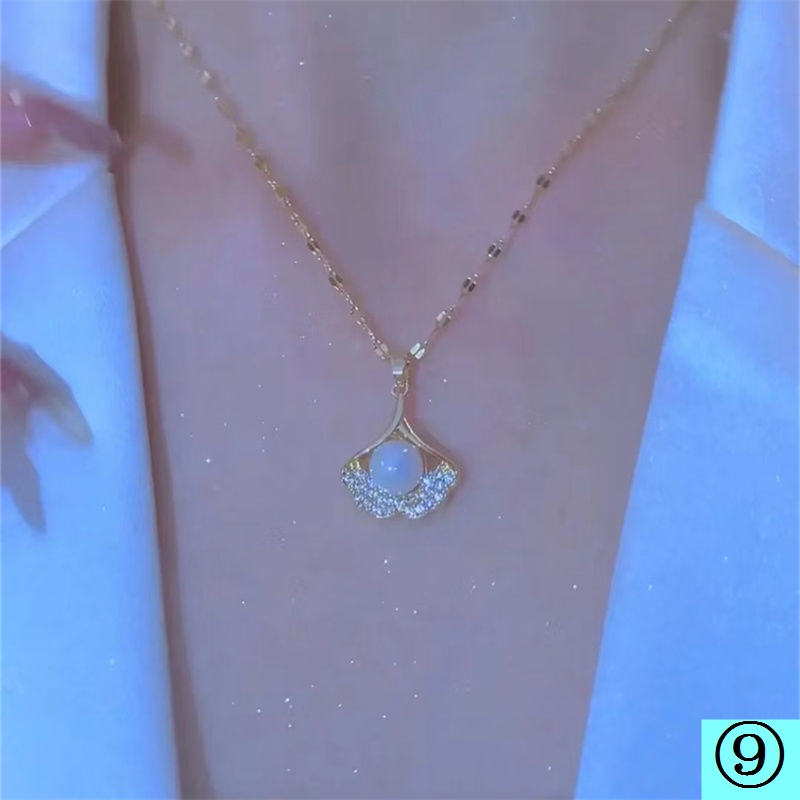 [Tik Tok Phong Cách Mới] Dây Chuyền Ngọc Trai Ji Thiết Kế Sang Trọng Mặt Dây Chuyền Không Phai Màu