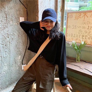Áo thun nữ | Áo croptop form rộng tay dài