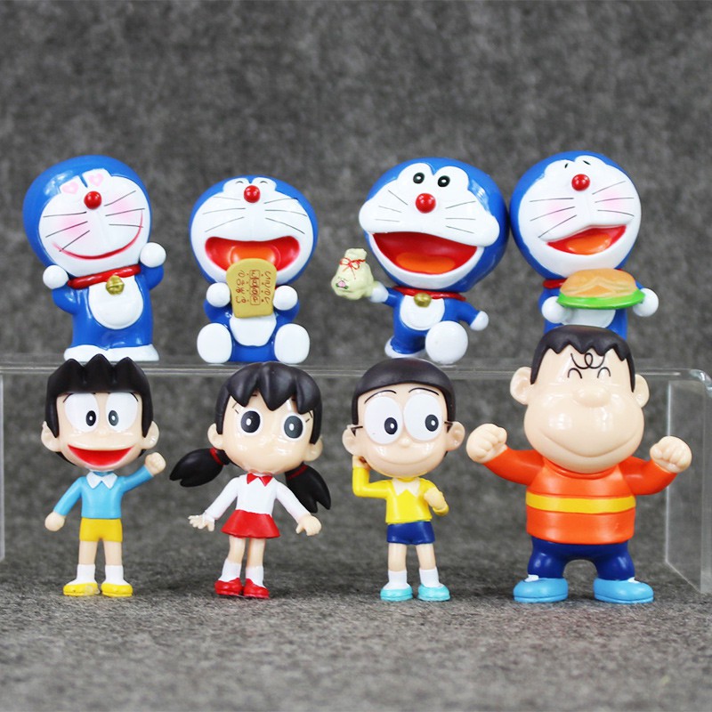 Bộ Mô hình Doraemon - Trọn bộ 8 Mô hình: Nobita Jaian Suneo Shizuka Doraemon - Nobita Chaien Xeko Xuka Doremon - Cao 5~7