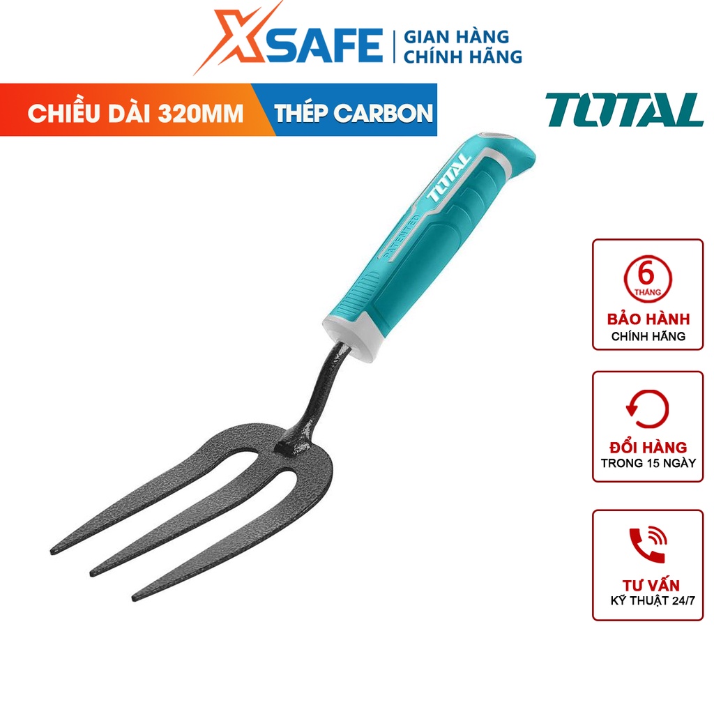 Cây xới đất làm vườn 320mm TOTAL THFTF38, chiều rộng 80mm, độ dày 2.5mm, chất liệu thép carbon cứng cáp - chính hãng