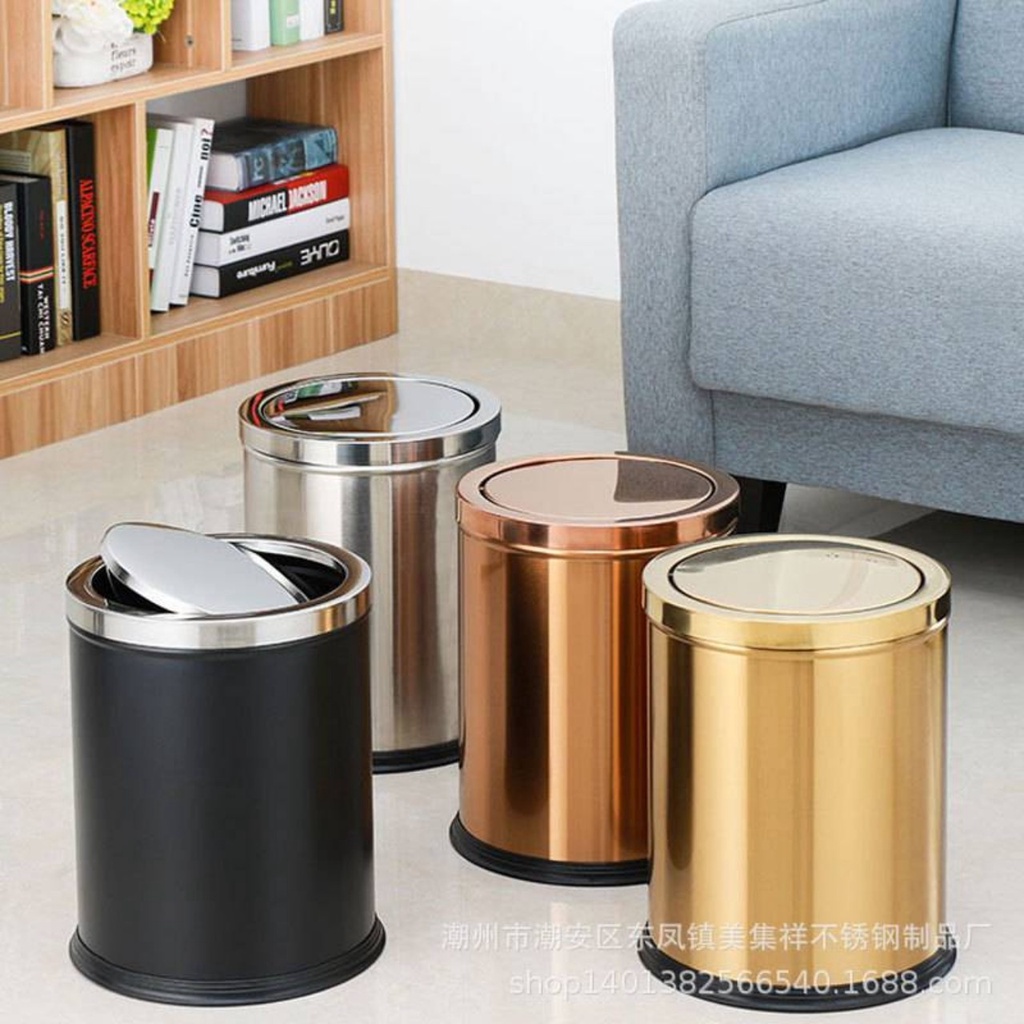 Thùng đựng rác nắp lật mầu Đen Mã SP KL-52 Kích Thước 25cm x 30cm Dung Tích 10L