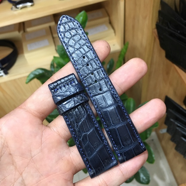 Dây đồng hồ da cá sấu Việt - Xanh navy