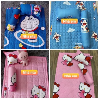 [Chuẩn kích thước, kèm ruột] Bộ chăn gối trẻ em (3 món- ảnh thật)