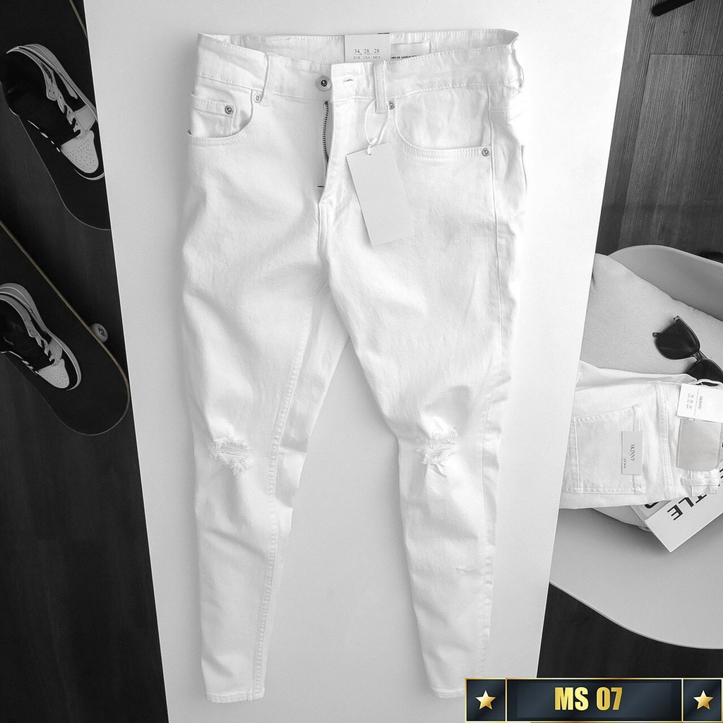 Quần jean nam trắng rách cao cấp-chất bò co dãn 4 chiều-from chuẫn thời trang Lady-Hn Store88 o5