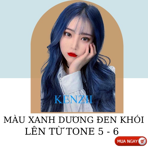 Thuốc Nhuộm Tóc Màu Xanh Dương Đen Khói 💝Tặng Trợ Nhuộm 💝 Kenzii Lên Từ Tone 5 - 6 ( Thuốc Nhuộm Xanh )