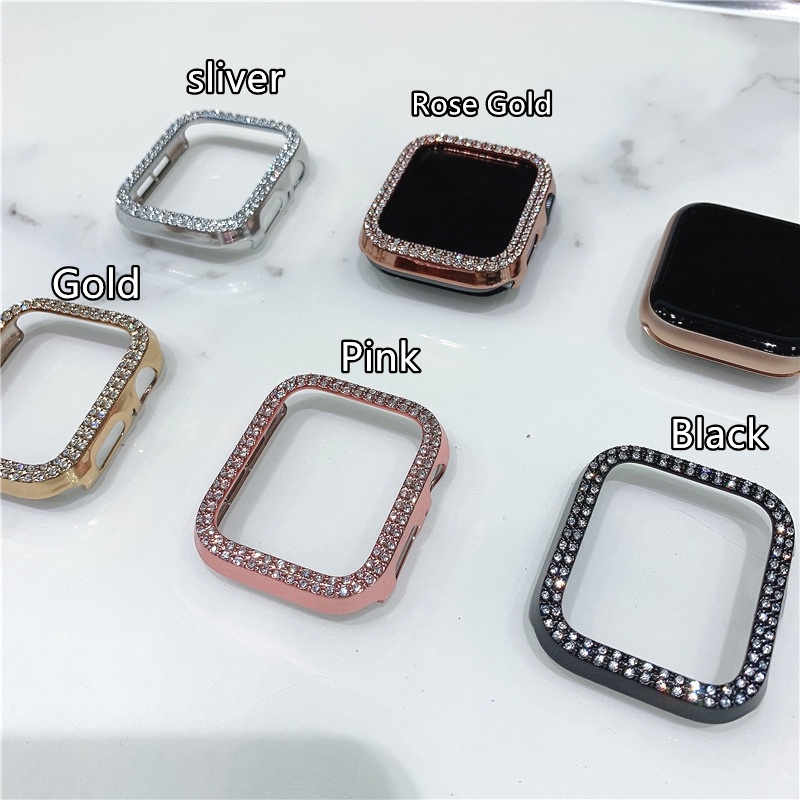 Vỏ bảo vệ mặt đồng hồ đính đá lấp lánh cho Apple watch Series 7 6 SE 5 4 3 2 45mm 41mm 40mm 44mm 42 38mm