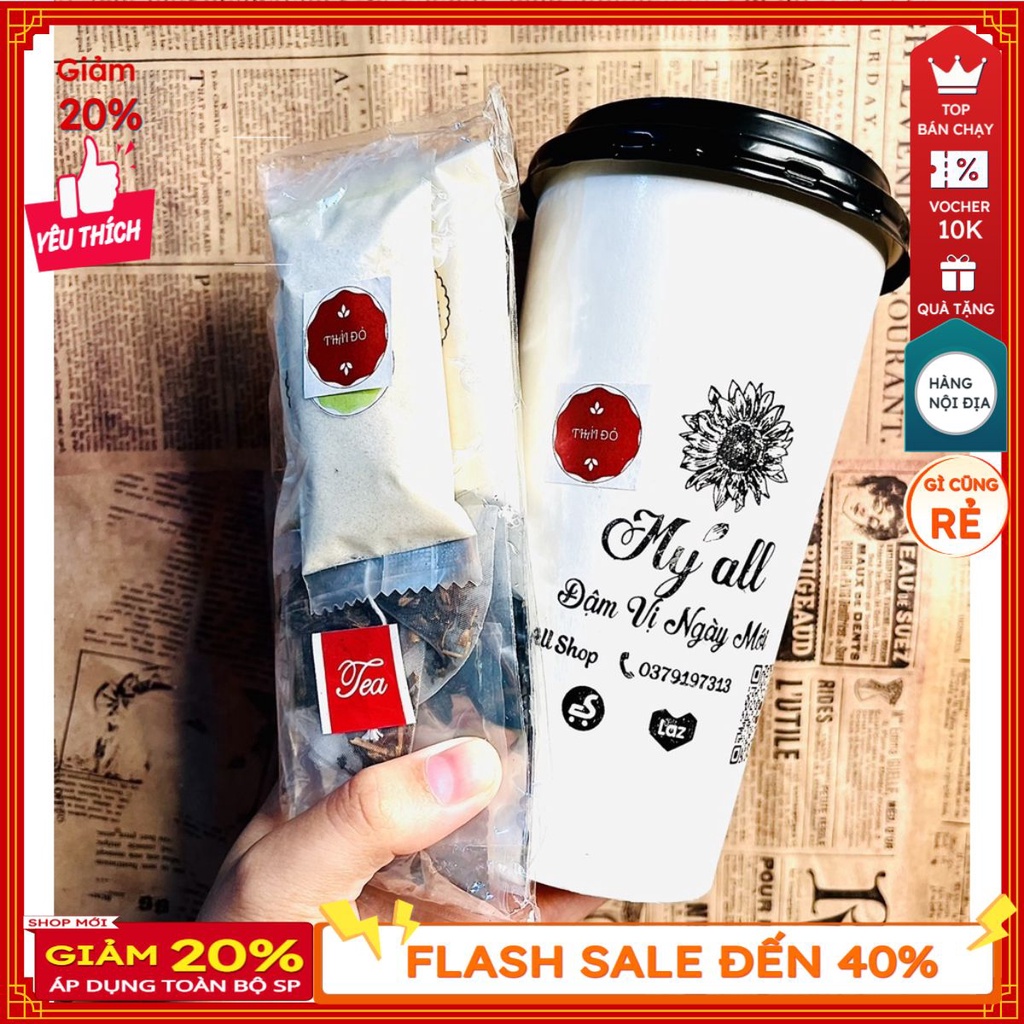 set trà sữa khô vị THÁI ĐỎ trân châu ly pha tiện lợi , set ly pha văn phòng