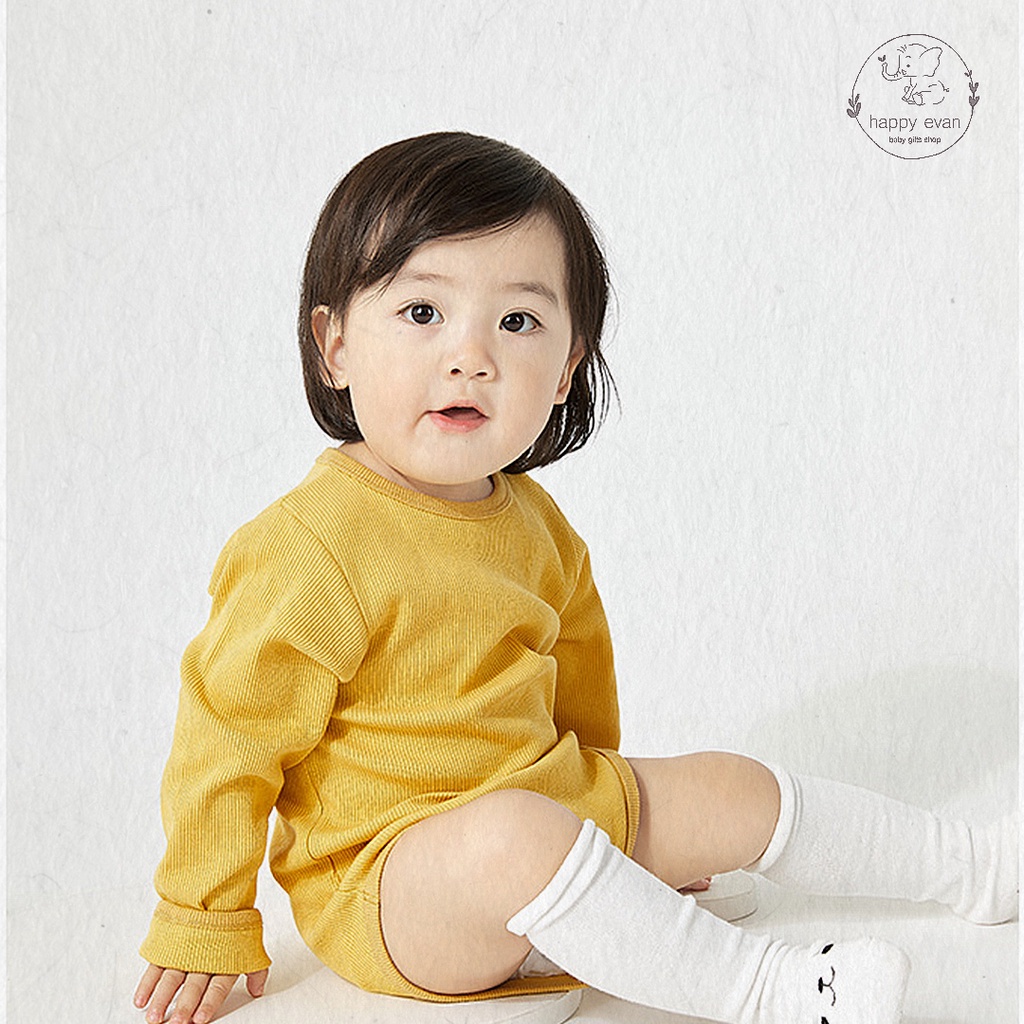 🅷.🄴🅅🄰🄽 Body chip dài tay, chất thun gân cao cấp cho bé trai bé gái, chất mềm mát co giãn tốt, thoáng khí.