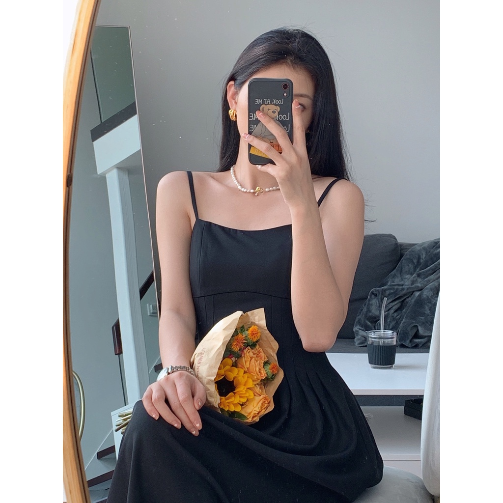 Váy hai dây thon eo xòe dài nhẹ nhàng sang trọng kiểu Pháp dress