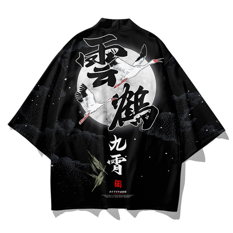 Set Áo Khoác Kimono + Quần Dài Dáng Rộng Phong Cách Nhật Bản Thời Trang Cho Nam Và Nữ Size S-5XL