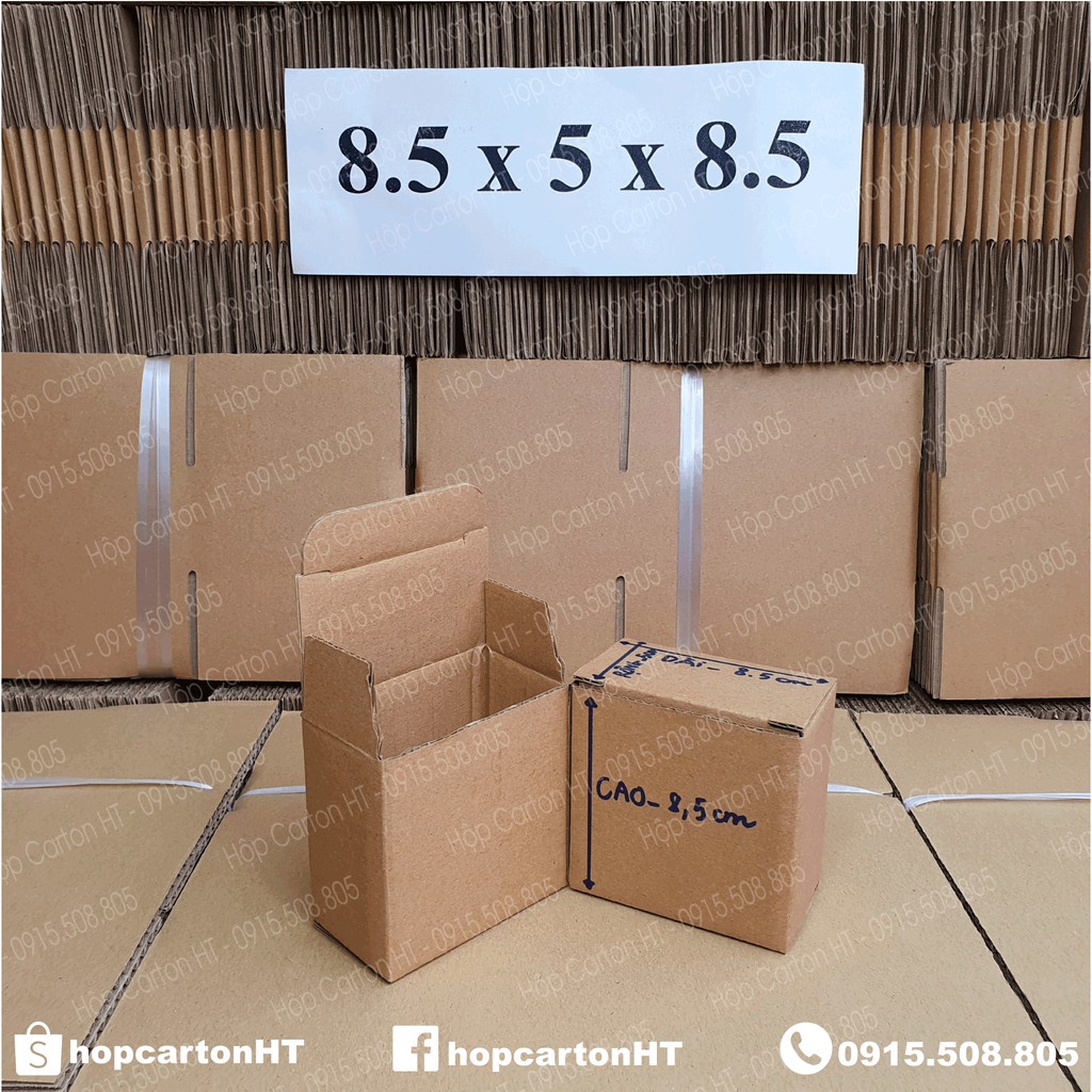 Combo 100 hộp carton nắp gài đóng hàng trang sức, phụ kiện, mỹ phẩm 8.5x5x8.5 giá gốc tận xưởng - Hộp Carton HT