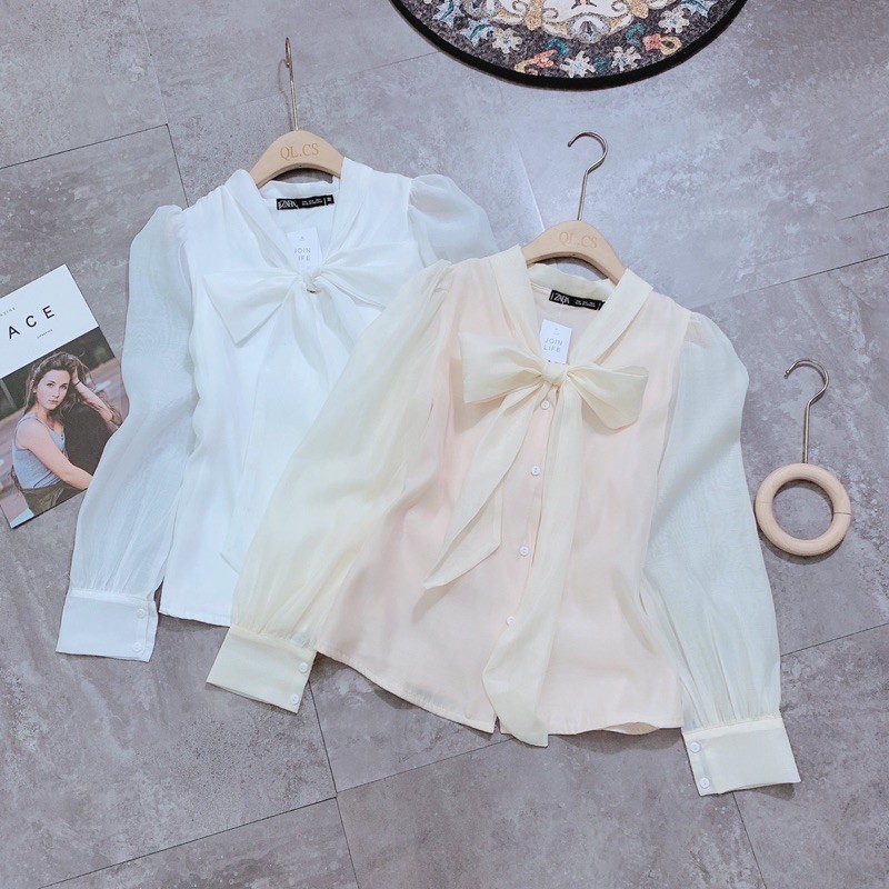 áo nơ hai lớp ảnh thật mẫu mặc | BigBuy360 - bigbuy360.vn