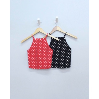 Q9460 - 	áo thun croptop yếm f21 chấm bi