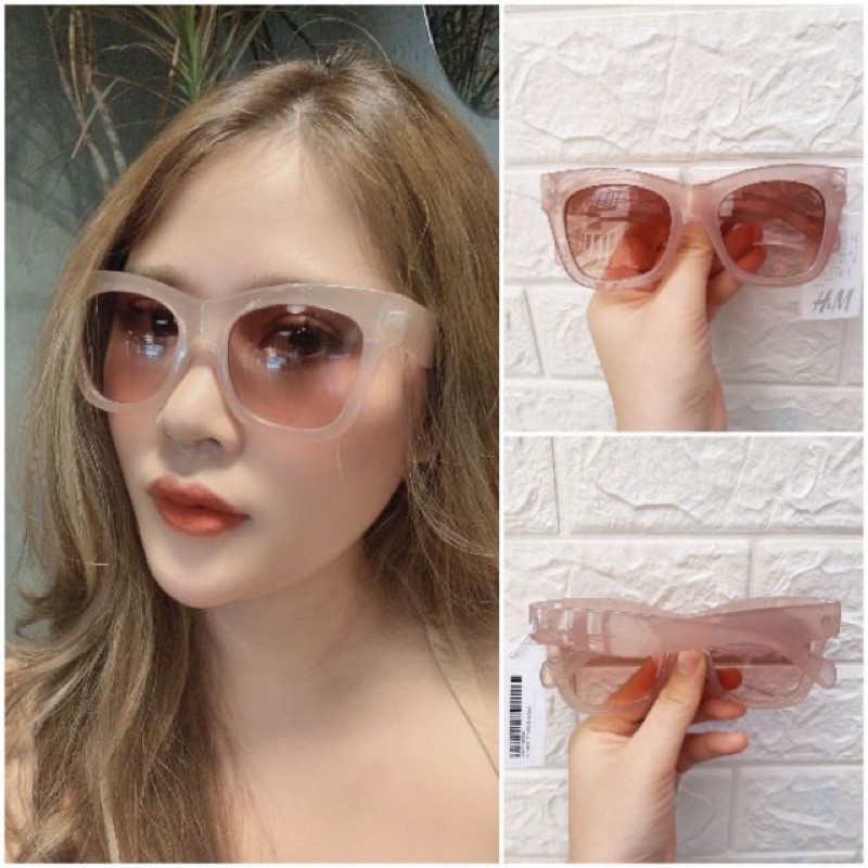 H&M Đức SALE kính chống tia UV râm mát HM chuẩn auth authentic chính hãng mắt mèo kim loại nâu hồng đen nam nữ