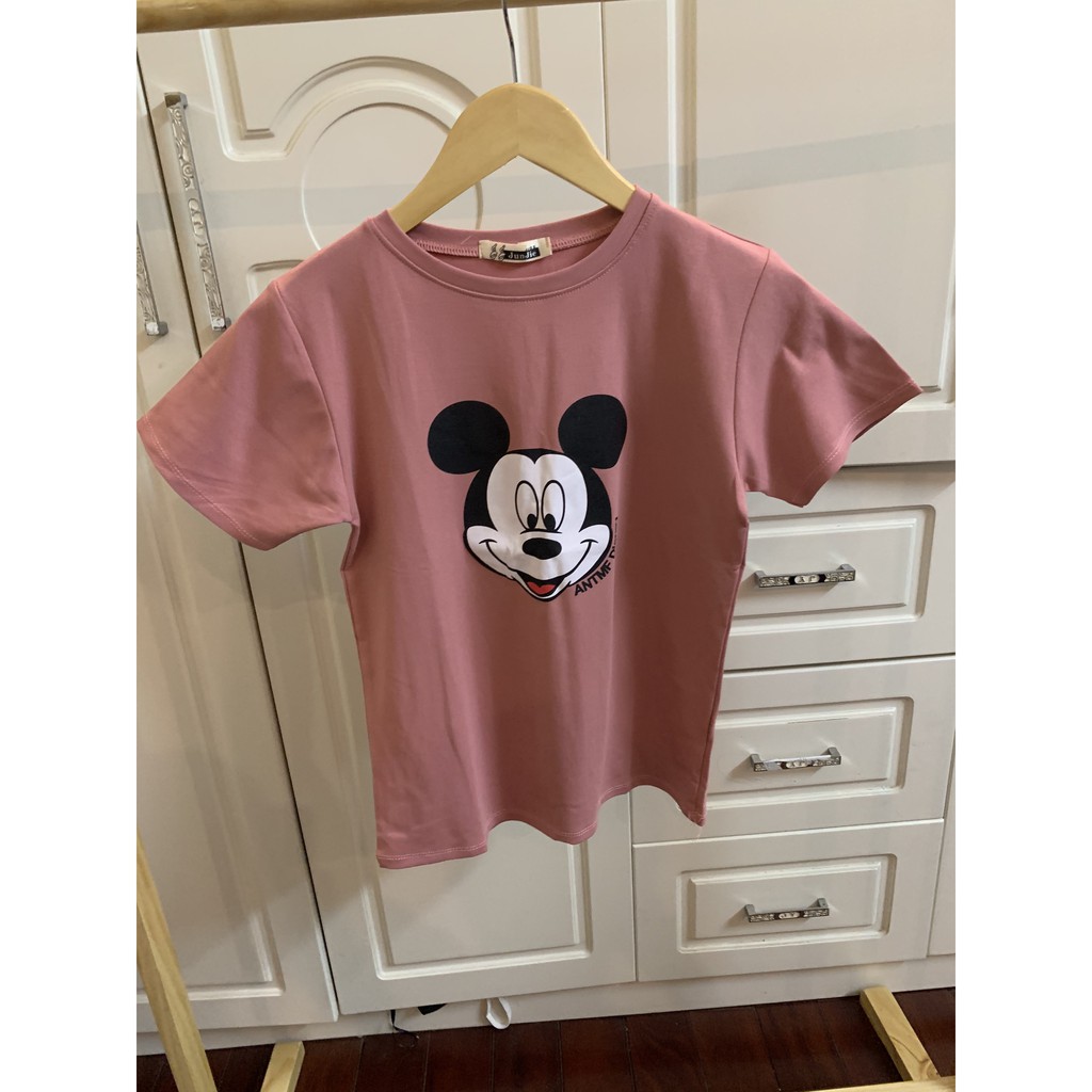 áo thun mickey cộc tay cổ tròn chất zip co giãn 4 chiều thương hiệu T-Linh có ảnh thật