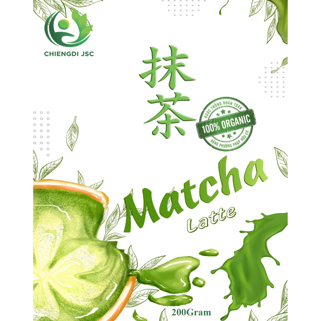 Trà Matcha Latte (được làm từ matcha hữu cơ nguyên chất 100%) túi 200gr