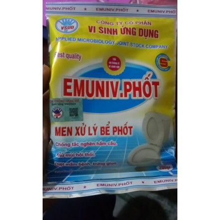 Men xử lý bể phốt Emuniv phốt 200gr thông tắc bồn cầu bằng vi sinh vật phân huỷ