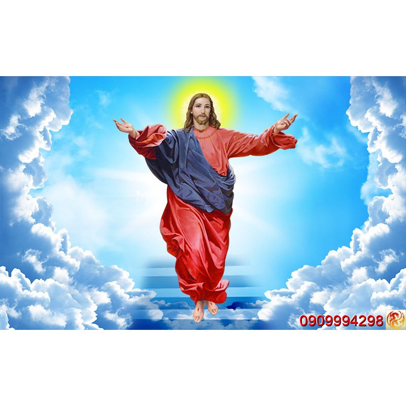 Tranh dán tường 3d hình Chúa Jesus, Hình Đức Mẹ Maria