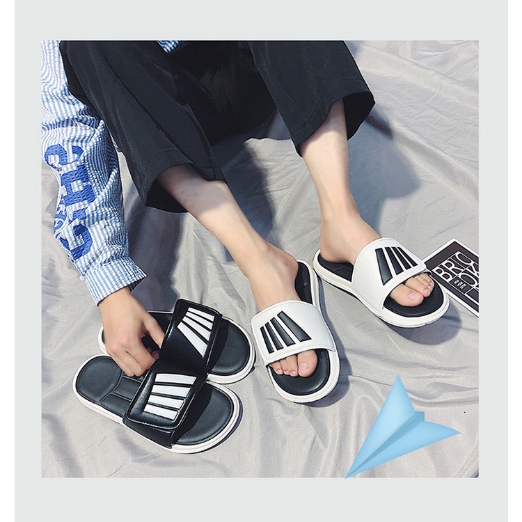 Dép nữ nam unisex quai dán 4 vạch MemoADS thời trang kiểu dáng mới