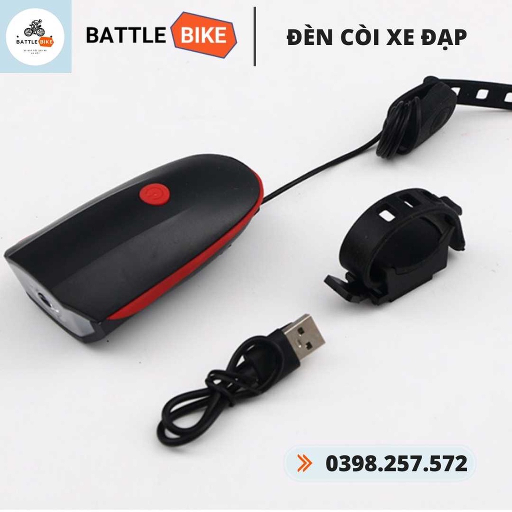 BỘ ĐÈN CÒI XE ĐẠP SẠC DÂY USB CHỐNG NƯỚC CAO CẤP
