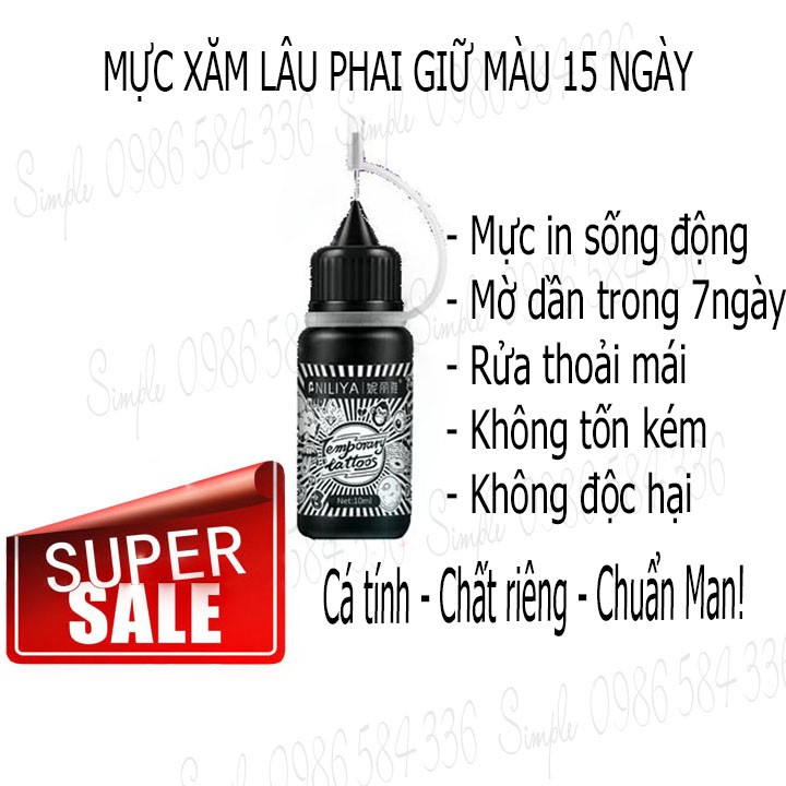 Mực xăm tạm thời lâu phai 15 ngày [ TẶNG VÒNG MAY MẮN ]  [Xưởng sỉ]