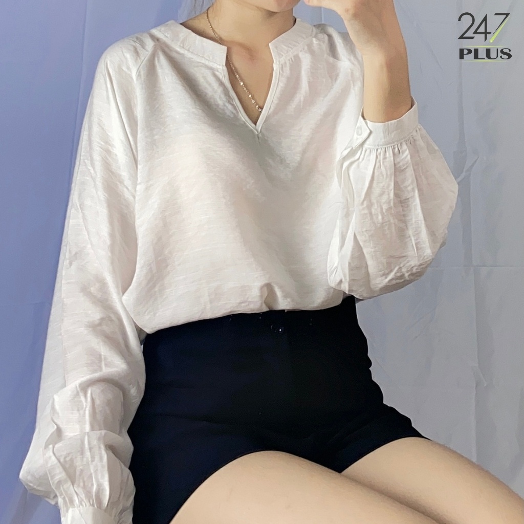Áo Sơ Mi Tay Bồng Cổ V