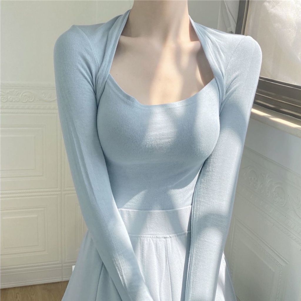 Áo thun COZOKC tay dài dáng ôm thời trang xinh xắn