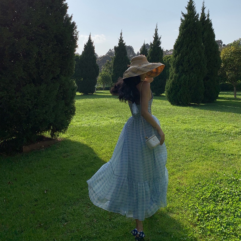 Jane Đầm voan cổ chữ V Sling Halter Dress Autumn New 2022 French Fairy