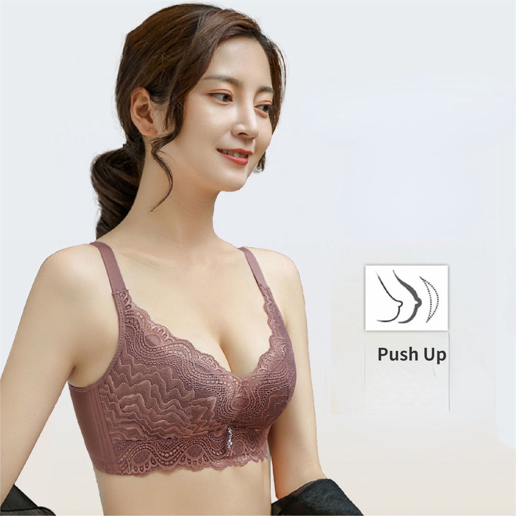 Áo Lót Nâng Ngực Không Gọng Chống Trượt Phối Ren Quyến Rũ Cho Nữ