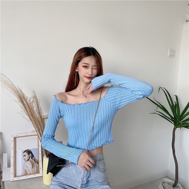 Áo Croptop Trễ Vai Tay Dài A5101 | BigBuy360 - bigbuy360.vn