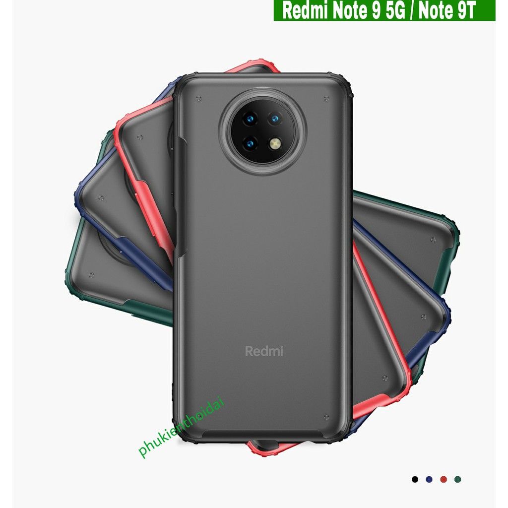 Ốp lưng Redmi Note 9 5G / Note 9T nhám Ver 2 chống sốc viền màu cao cấp