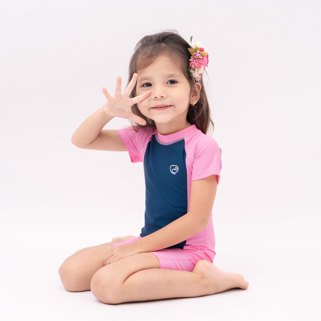 [Bubaby] Bộ bơi liền ngắn tay Bu Baby  cho bé trai bé gai  Bu Aqua BSM23101)
