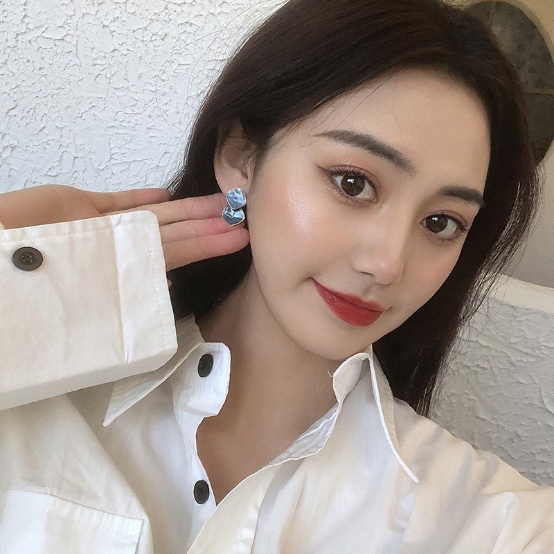 Bông tai bạc S925 họa tiết sắc tương phản thời trang nữ F903