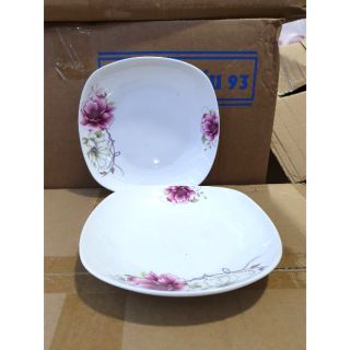 Đĩa sứ vuông hoa hồng 1 chiếc