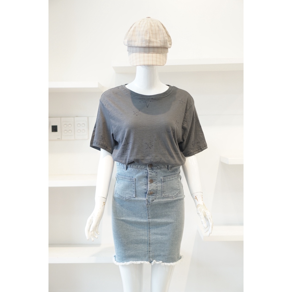 Áo thun cotton Xám sao 150