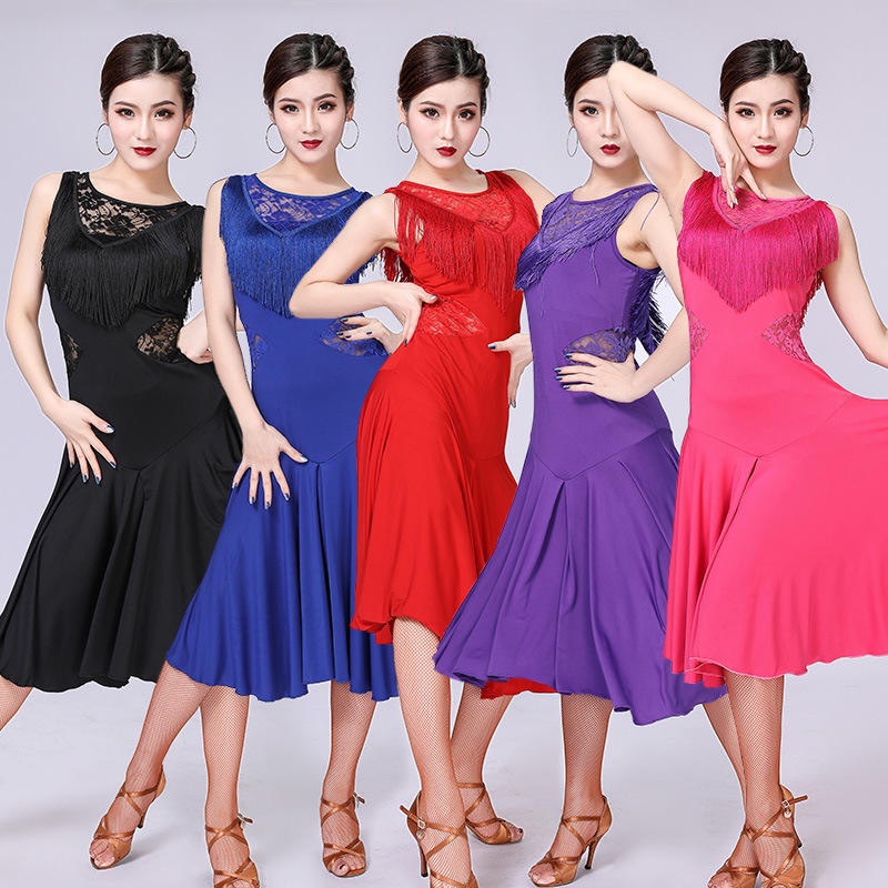Bộ Trang Phục Nhảy latin Không Tay Phối Tua Rua Dành Cho Nữ