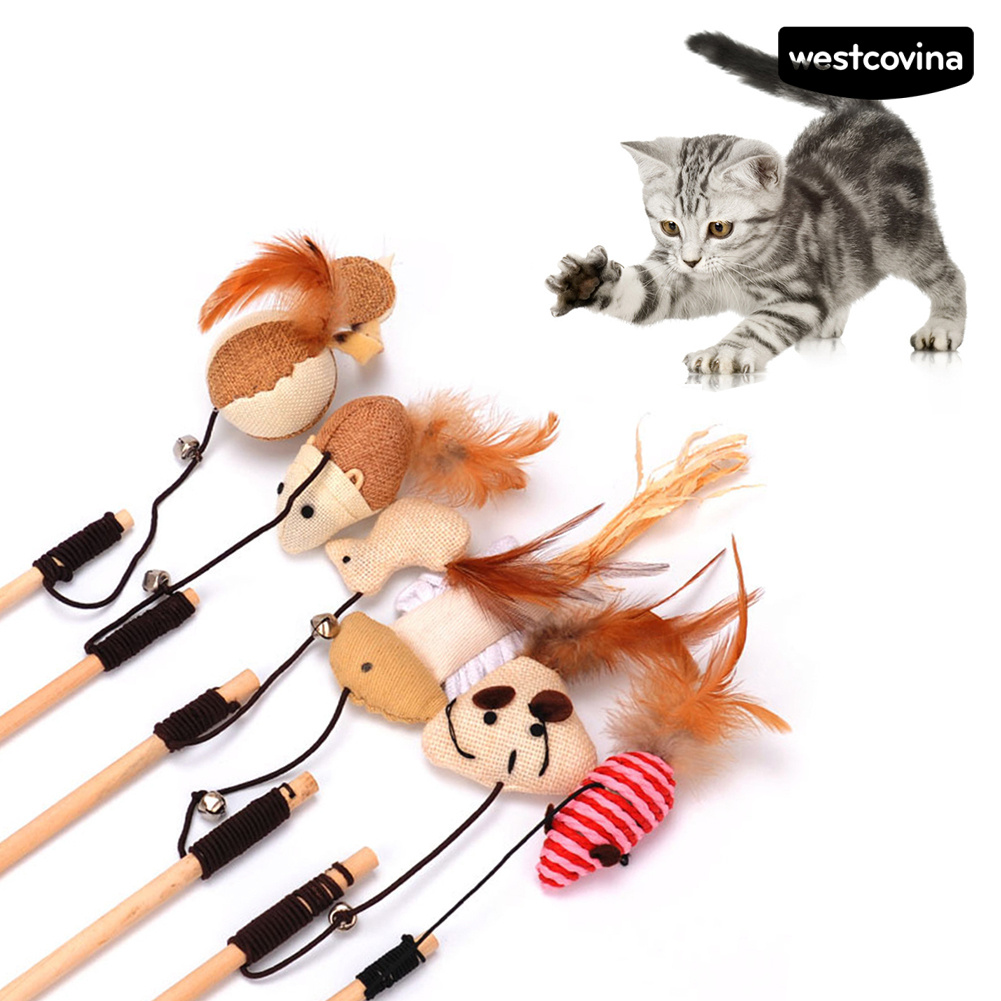 Gậy gỗ dùng chơi đùa với mèo cưng trang trí búp bê hình chuột/bí ngô/cá độc đáo