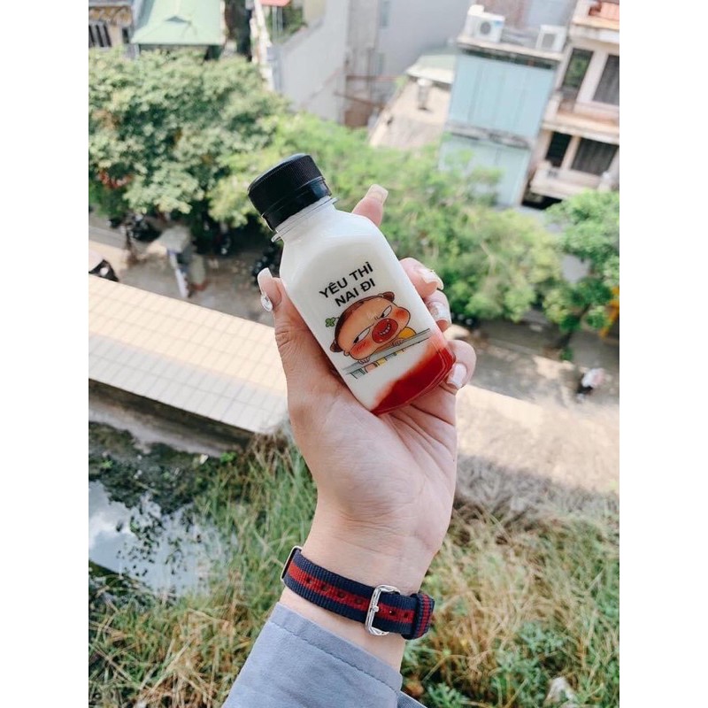 Combo 100 Chai nhựa vuông 120ml đựng trà sữa, nước ép