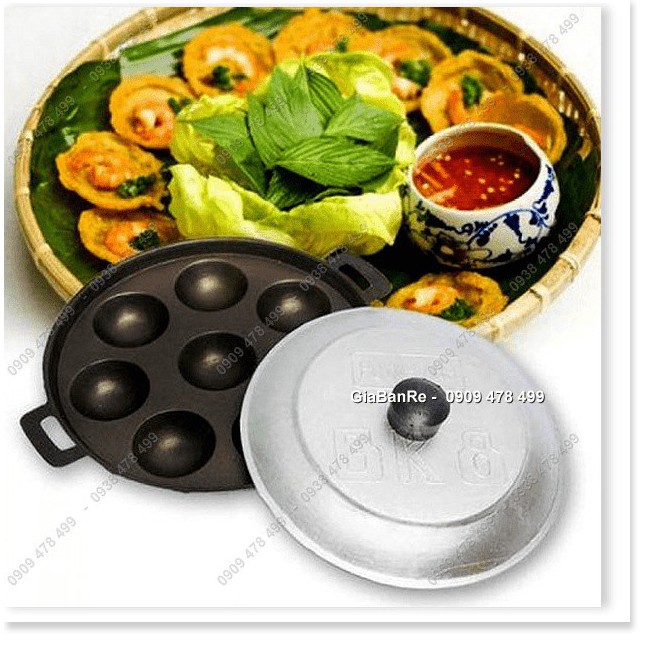 KHUÔN ĐỔ BÁNH KHỌT - BÁNH CĂN 8 LỖ HOẶC 12 LỖ TRÁNG MEN CHỐNG DÍNH -  6233