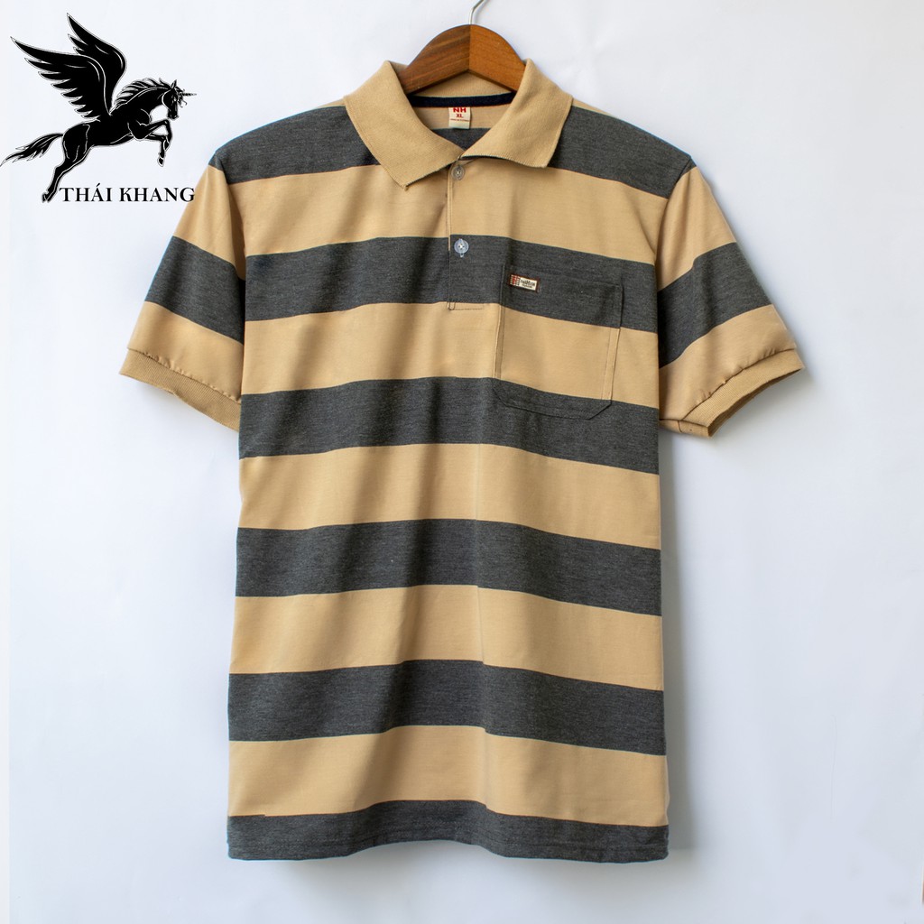áo thun nam có cổ có túi tay ngắn sọc ngang vải cotton mềm mát giá cực tốt loại áo polo nam | BigBuy360 - bigbuy360.vn
