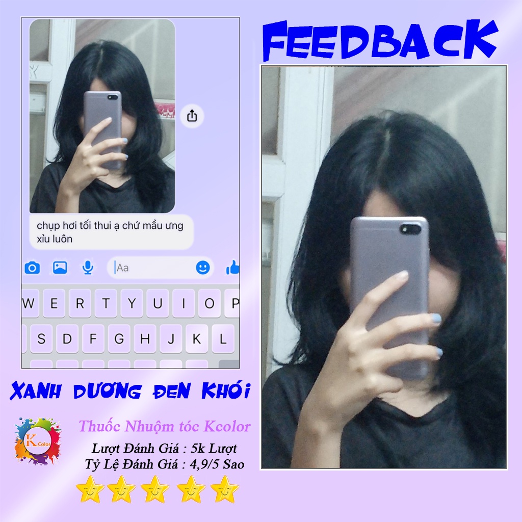 Thuốc nhuộm tóc XANH DƯƠNG ĐEN ÁNH KHÓI không tẩy sử dụng tại nhà nhiều thảo dược giá rẻ kcolor
