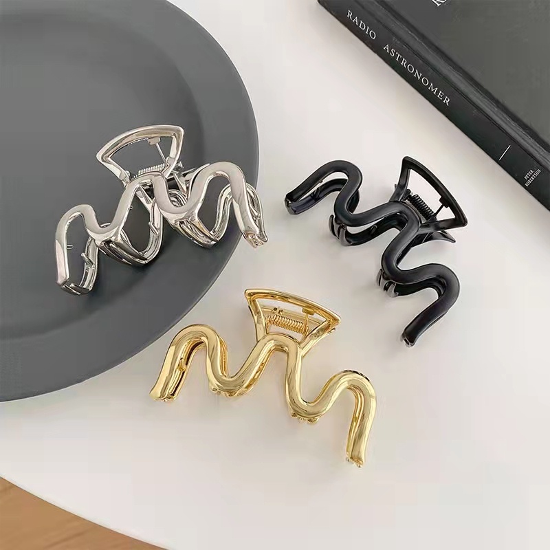 Kẹp Tóc Lượn Sóng Bằng Kim Loại Cỡ Lớn Thời Trang Hàn Quốc