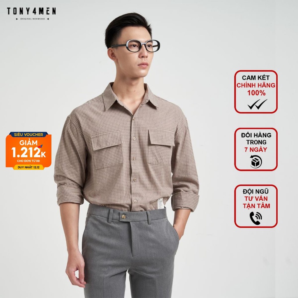 Áo Sơ Mi Nam Hàn Quốc Cao Cấp TONY4MEN Dài Tay Kẻ Sọc Chất Đũi Thoáng Mát Form Regular 2040
