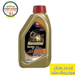 Nhớt xe số 10w40 - 800ml  bán tổng hợp caltex havoline super4T semi synthetic