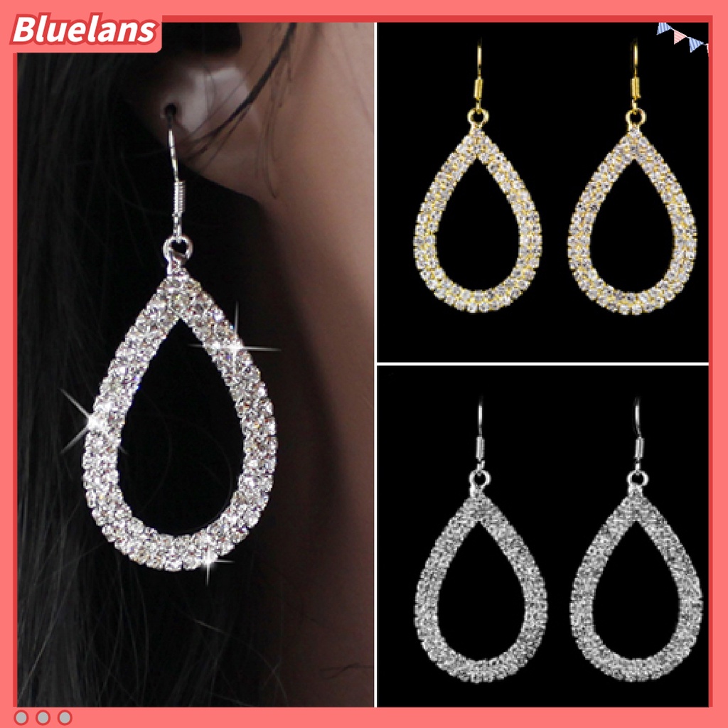 Đôi bông tai hình giọt nước đính đá thời trang cho nữ