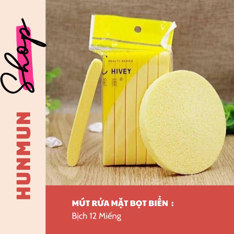 Mút Rửa Mặt Bọt Biển CHIVEY (Gói 12 Miếng)