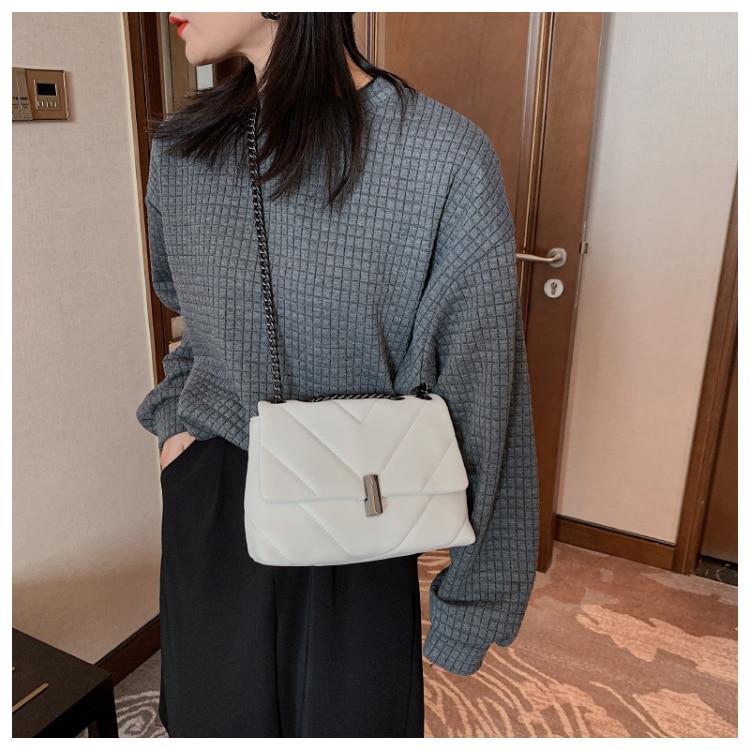 Túi đeo vai JASMIN NOIR da PU họa tiết chữ V sức chứa lớn thời trang 2021 chất lượng cao dành cho nữ