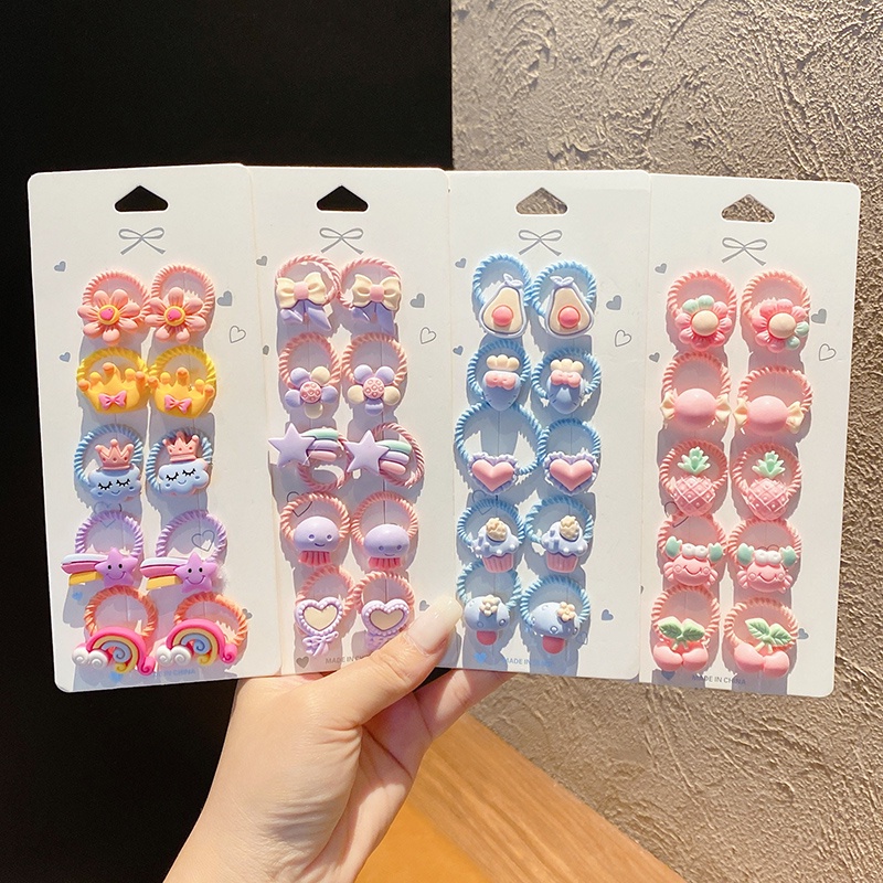 Set 10 Dây Cột Tóc Nhiều Màu Dễ Thương Cho Bé Gái