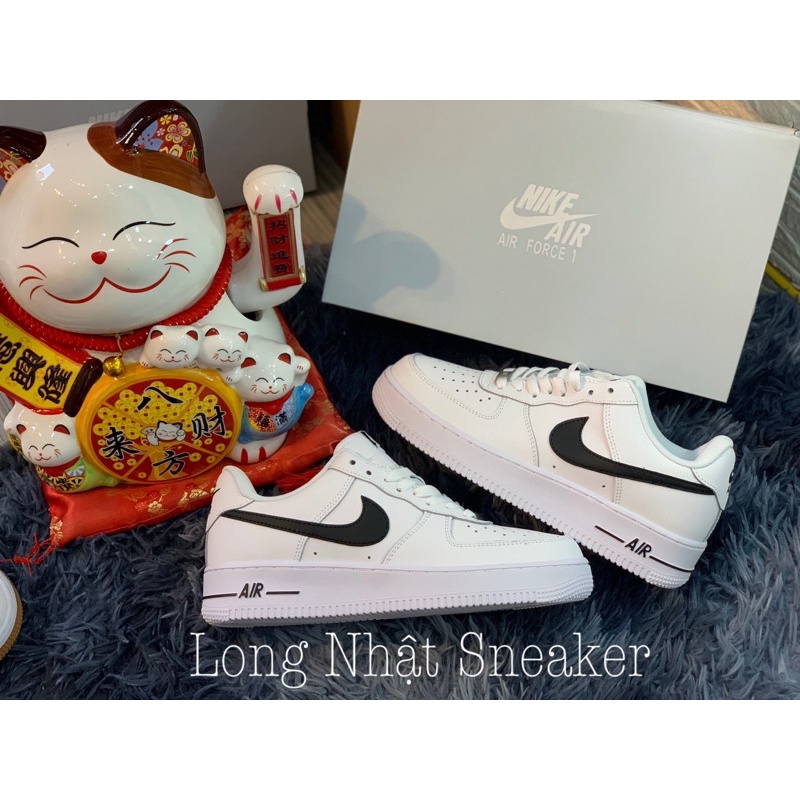 Giày Sneaker AF1 Trắng Logo Đen Giày Thể Thao Nam Nữ Thấp Cổ Full Phụ Kiện